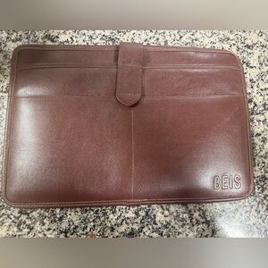 BEIS Tan Leather Laptop Bag